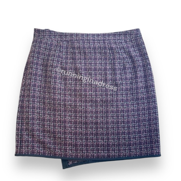 Loft Asymmetrical Tweed Skirt With Zipper Front Detail In Red & Black Size 4 - Picture 3 of 10